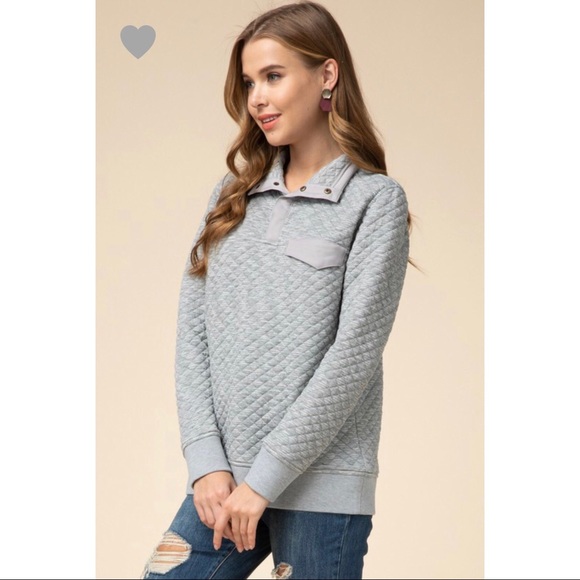 Quinn Quilted Pocket Pullover - H.Gray - Picture 5 of 7